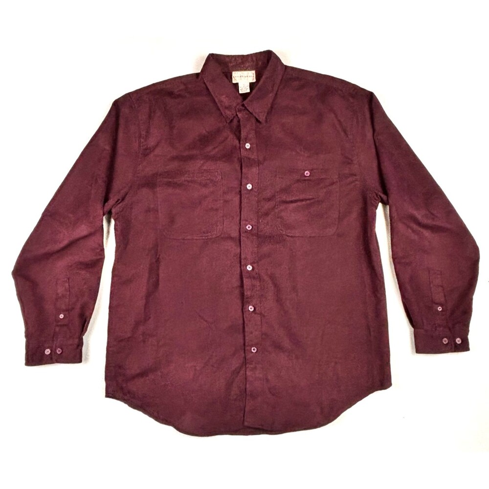 Knightsbridge Maroon Faux Suede Button‎ Shirt Men Large Western Casual Workwear